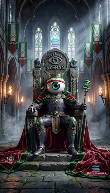 EYE RAN mascot crowned on a throne
