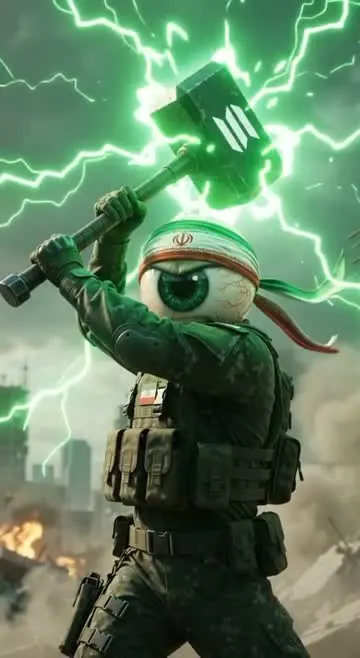 EYE RAN raising a glowing hammer